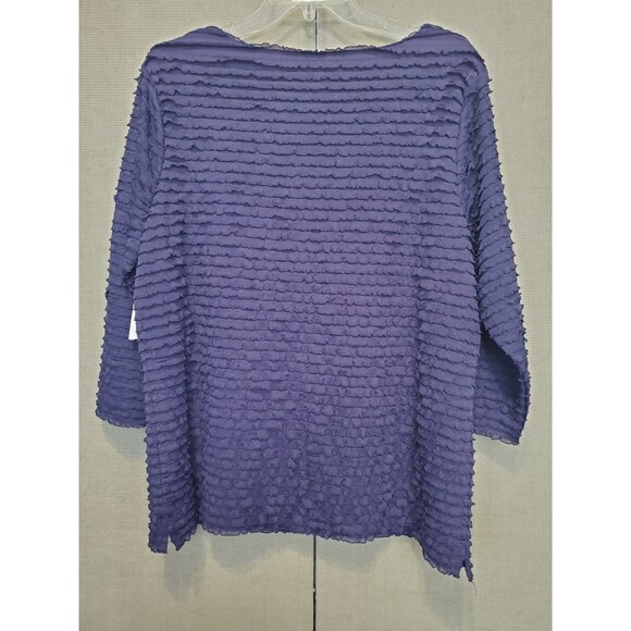 COLDWATER CREEK Purple Ruffle 3/4 Sleeve Lined Blouse Size XL NWT - Picture 5 of 7